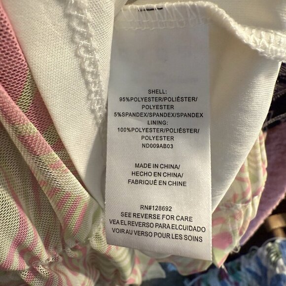 Madden NYC Bodycon Dress XS Ruched Pink Green Swirl Y2K Milkmaid Sheer Mesh Sexy - Picture 8 of 14